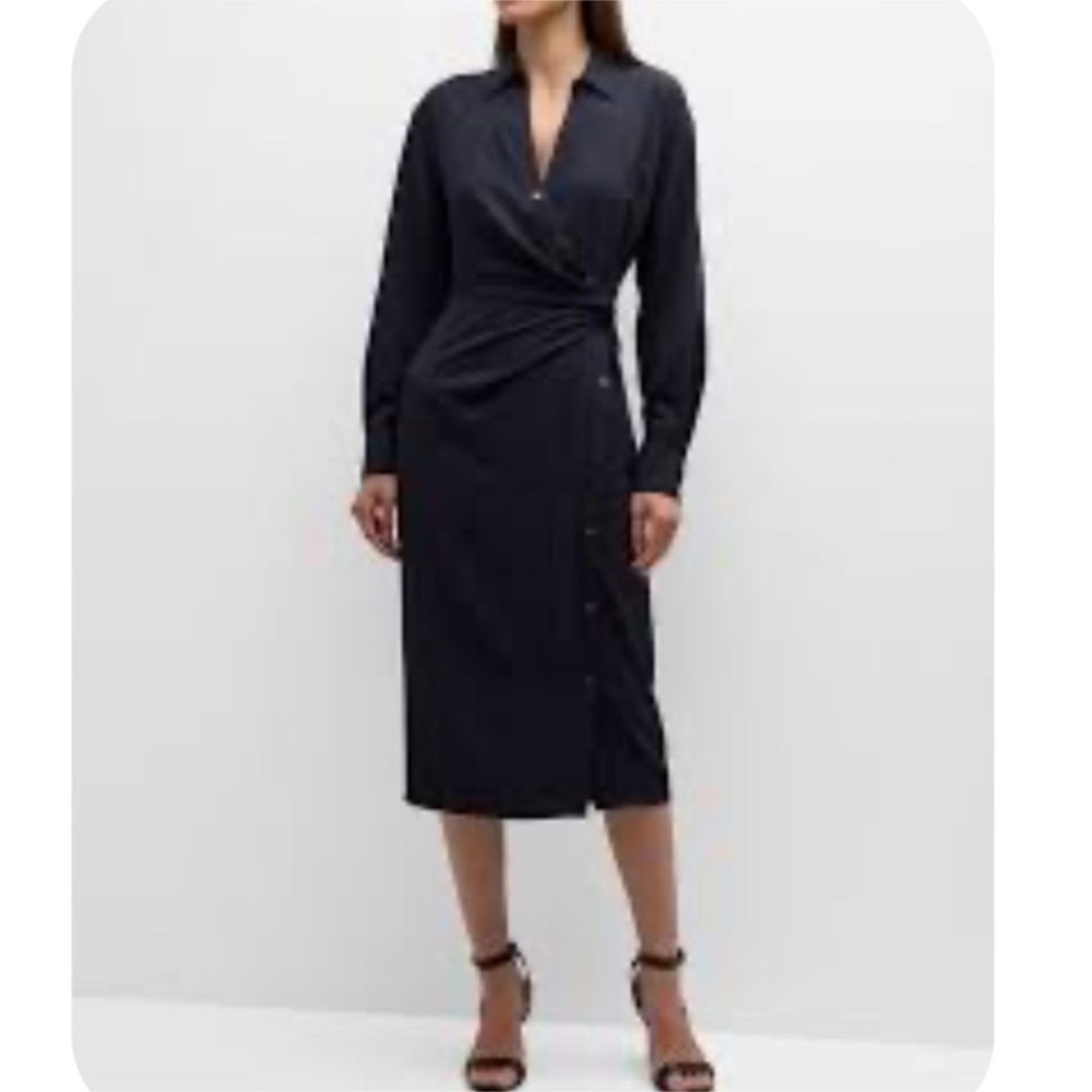 Veronica Beard Wright Button-Front Midi Wrap Dress Navy Sz 0